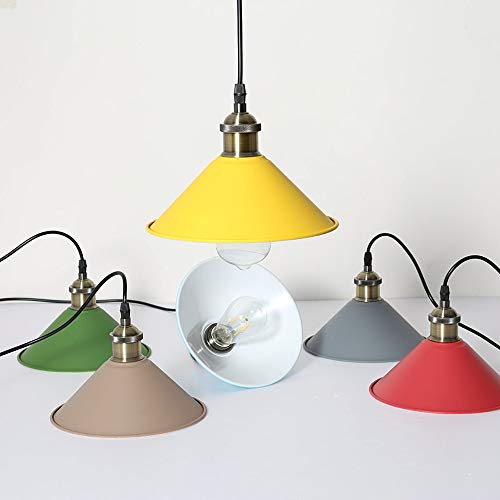 4-Pack 8.7"DIY Industrial Vintage Metal Bulb Guard Iron Cone Hanging Ceiling Pendant Light Holder Decorative Lamp Shade,Macaron Grey
