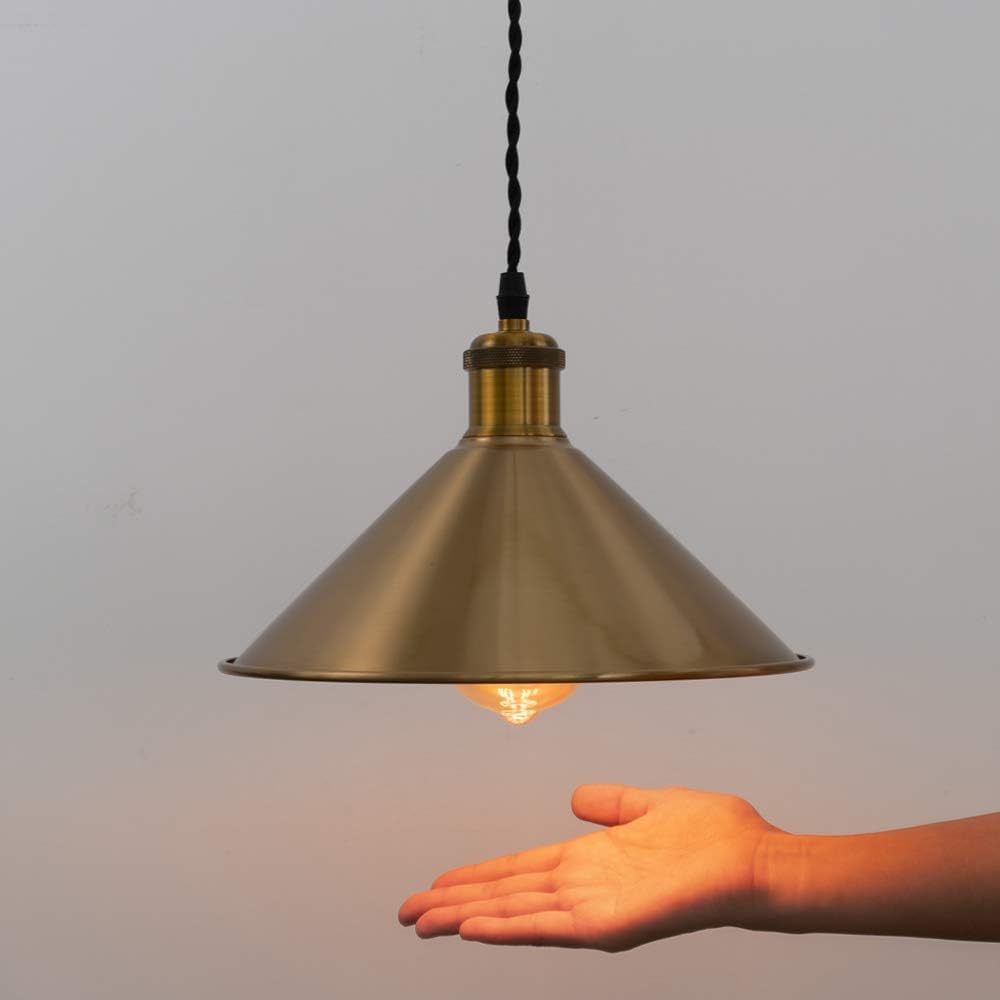 4-Pack 10.2" Industrial Vintage Metal Bulb Guard Iron Gold Cone Shade E26 Base DIY Light Shade Decorative Replacement Lamp Shade for Pendant Light Table Lamp Wall lamp Wall Sconce