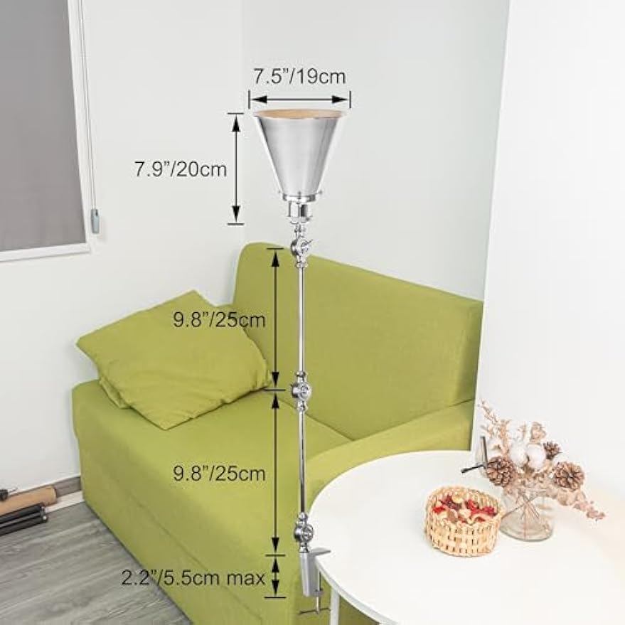 Kiven Dimmable Clamp Lamp, 1-Light Aluminum Nightstand Lamp with Flexible Swing Arm, 8.2FT Plug in Cord, Industrial Decorative Clip-on Desk Lamp for Bookshelf Office Bedside,Silver