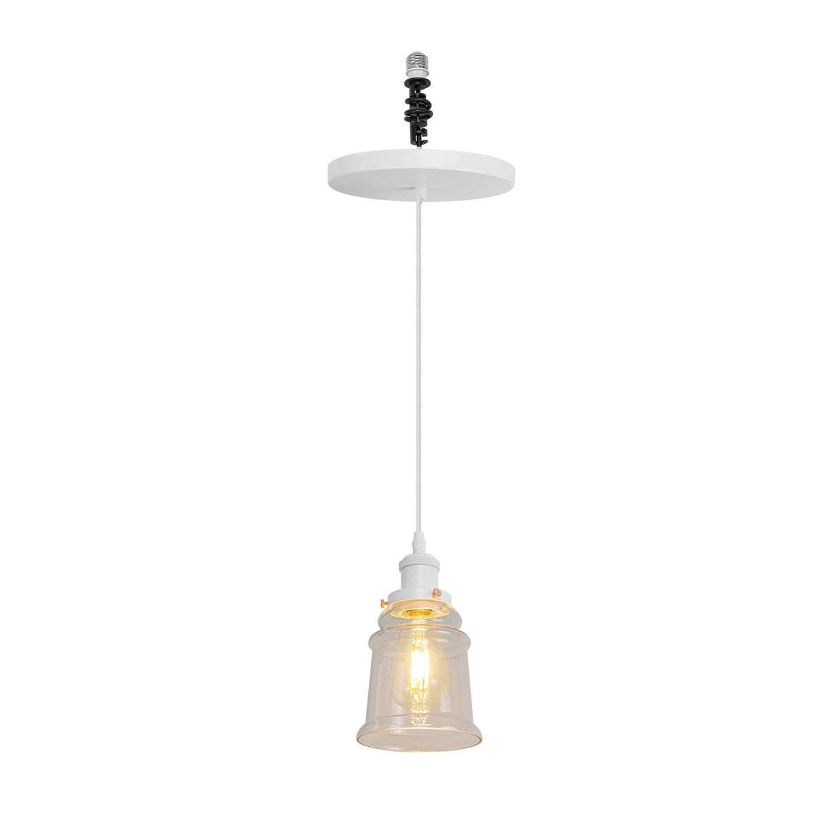 Kiven Instant Light Conversion Kit for 4/5/6inch Hole,Glass Farmhouse Lighting Recessed Can Light Conversion Kit to Pendant with E26 Screw-in Adapter for Kitchen Island Hallway Black TB0213