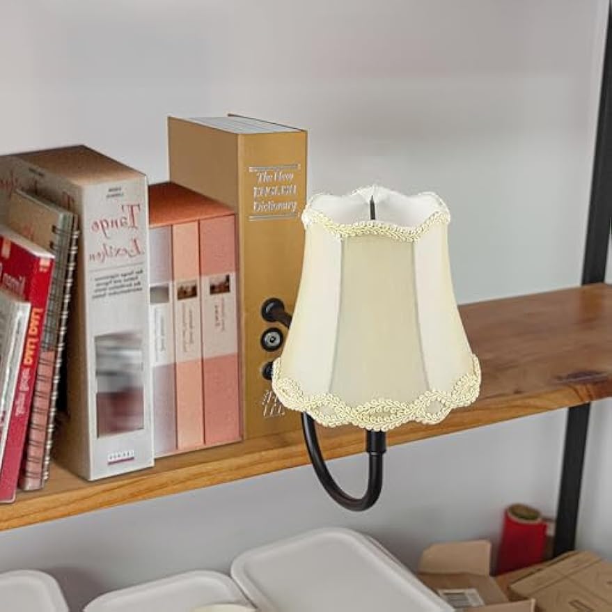 Kiven Cordless Table Lamp, Set of 2 Rechargeable Bookcase Lighting with Cream Fabric Lampshade, Farmhouse Decorative Bookend, Cordless Lamp for Bedside Bookshelf Office Home Decor