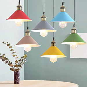 4-Pack 8.7"DIY Industrial Vintage Metal Bulb Guard Iron Cone Hanging Ceiling Pendant Light Holder Decorative Lamp Shade,Macaron Grey