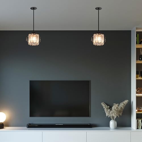 Kiven Can Lights Retrofit Recessed Lighting with E26 Power Outlet Adapter, Replacement Conversion Kit for 2-3.5in Holes, Modern Crystal Pendant Lighting for Kitchen Living Room Hallway Silver XDD363