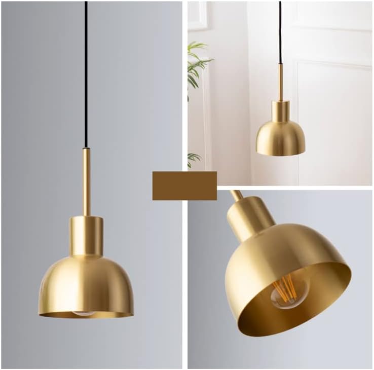 Kiven Brass Plating Industrial Pendant Light H-Type Track Light Pendants 5 ft Cord Iron Dome Track Light  Decorate for Pendant Lights for Kitchen 3-Lights Customizable