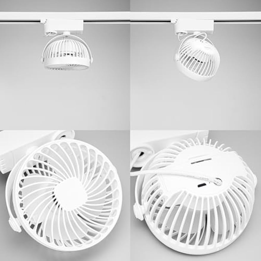 Kiven H-Type Track Ceiling Mini Fan in white, adjustable angle for home or kitchen decor. Compact design for air circulation.