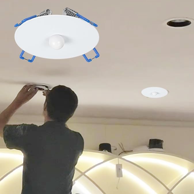 Kiven Spring-Mount Ceiling Cover Plates, 3.5inch White Aluminum Ceiling Cover Plates with Spring for Recessed Light Holes, Wall Plate Fit 2-3.5inch Holes, 2 Pack