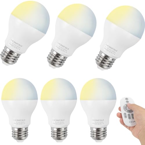 Kiven 2-Pack E26 Dimmable & Color Changing LED Bulbs with Remote Control (6W, 60W Equivalent), Wide Beam Angle, Indoor Use