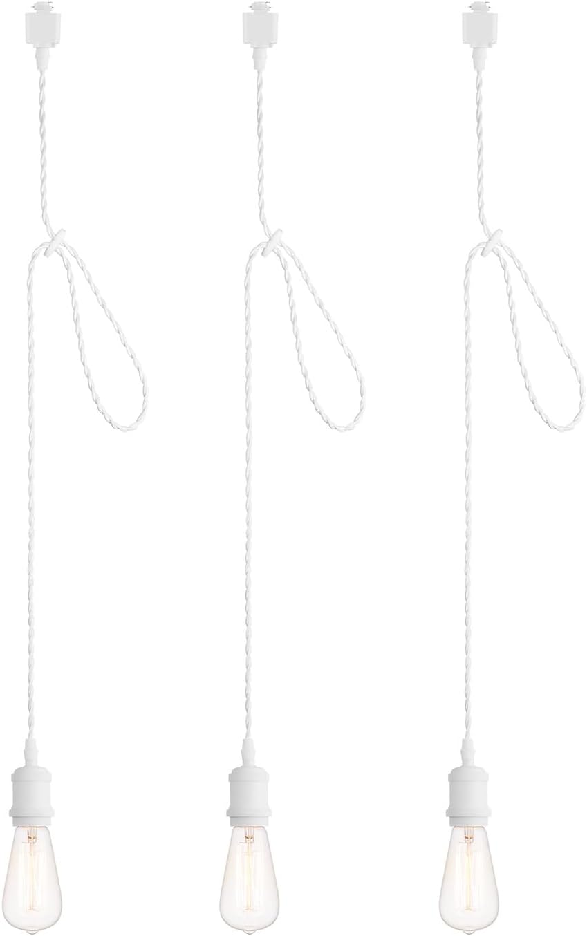 Kiven H-Type Black Track Lighting Pendant with E26 Socket Cord Adjustable Pack of 3 Adjustable height (4 feet, bulbs NOT included)