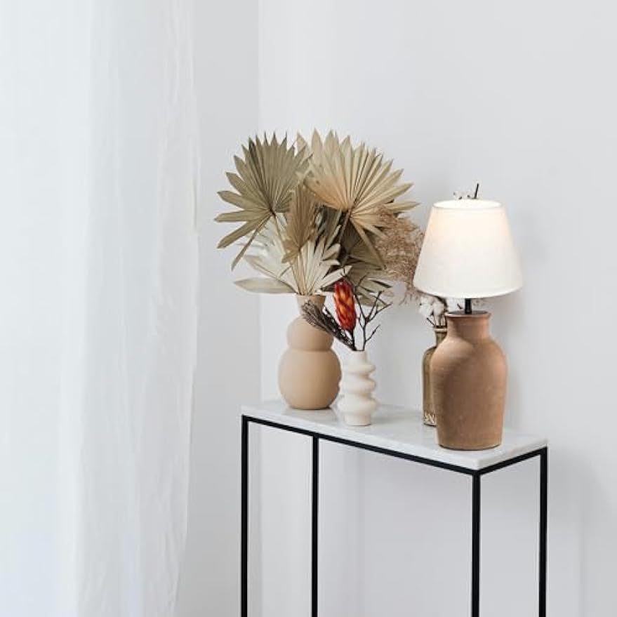 Kiven Cordless Table Lamp, Dimmable LED Vase Lamp with White Fabric Lampshade, Ceramic Pot Table Lamp, 1-Light Rechargeable Nightstand Lamp for Office Reading Home Decor Bedside TD0842