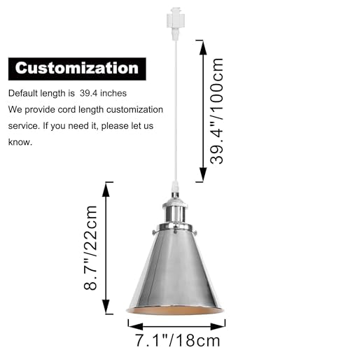 Kiven H-Type Track Lighting, 3-Light Modern Halo Track Pendant Light with Metal Lampshade,Dimmable H Track Light Pedant for Kitchen Island Home Cafe Bedroom, Cord Length 39.4",Silver Finish