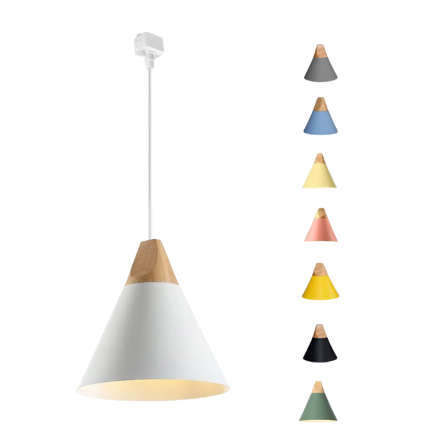 H-Type Track Pendant Lighting White Scandinavian Style Pendant Lights for Kitchen, Dining Room, Bedroom Modern Wood and Aluminum Light(Bulb & Track Rail NOT included)