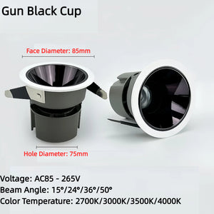Kiven LED Ceiling Spotlight, Recessed Deep Anti - Glare, High CRI, 2700K-4000K, for Hotels, Clubs, Restaurants, 15 - Degree Spotlight