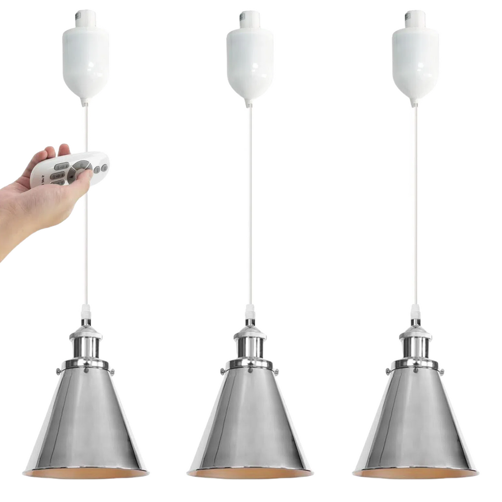 Kiven H-Type Track Lighting, 3-Light Modern Halo Track Pendant Light with Built-in Cable Wrapper Metal Lampshade, Dimmable H Track Light Pedant Adjustable Length for Bedroom Kitchen Shop, Silver Finish