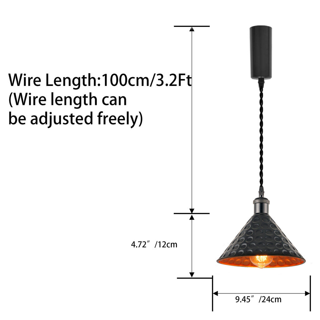 3pcs Adjustable Cable Track Light with Industrial Style Shade, Vintage Pendant Lighting, Suitable for Kitchen and Home, H-type Track J-type Track