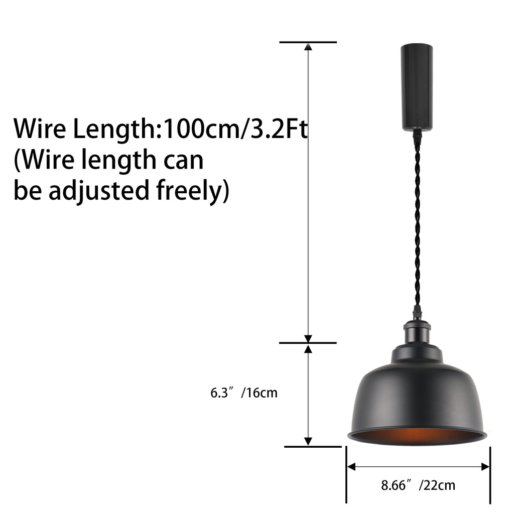 3pcs Adjustable Cable Track Light with Industrial Style Shade, Vintage Pendant Lighting, Suitable for Kitchen and Home, H-type Track J-type Track