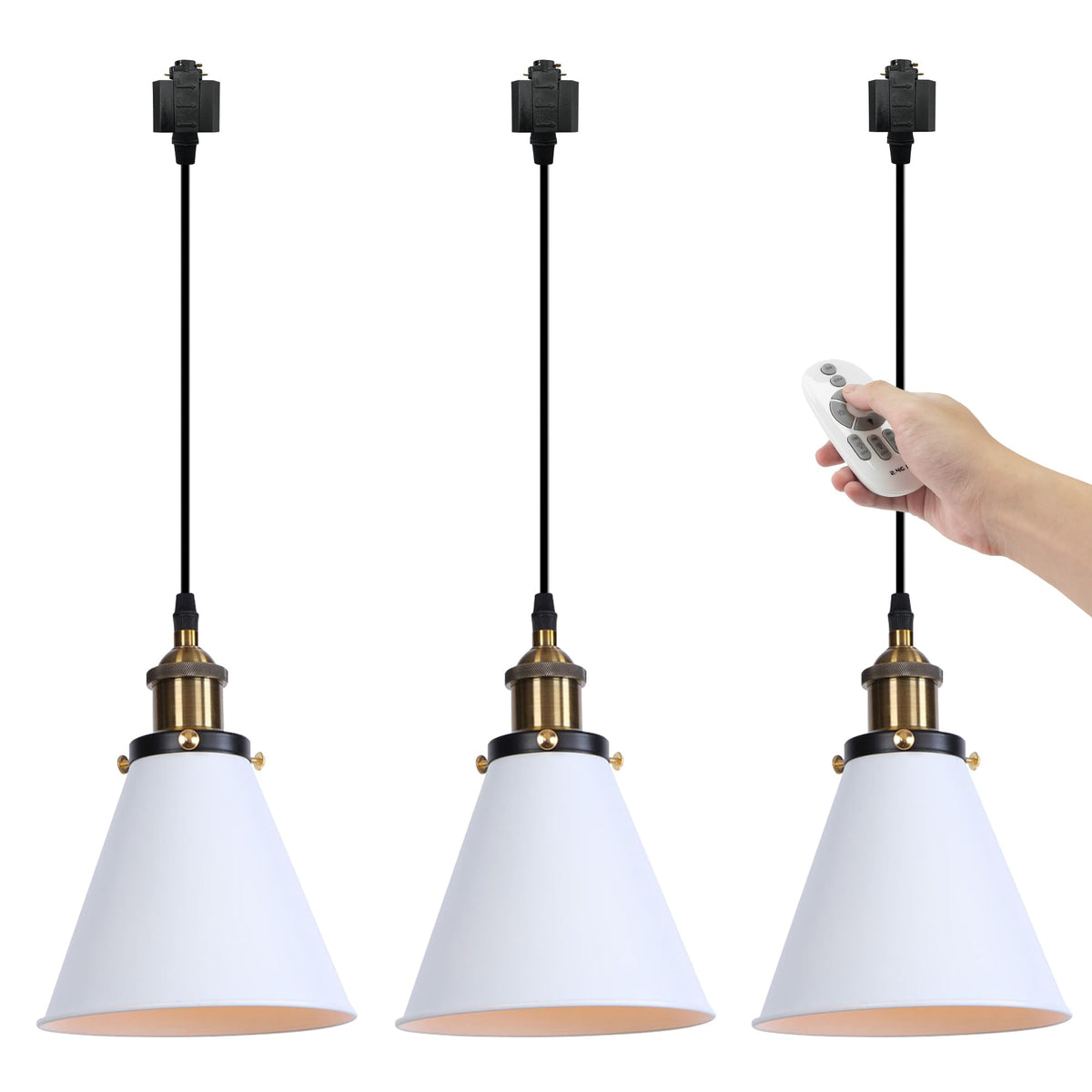 Kiven H-Type Track Lighting, 3-Light Modern Halo Track Pendant Light with Metal Lampshade,Dimmable H Track Light Pedant for Kitchen Island Home Cafe Bedroom, Cord Length 39.4",Silver Finish