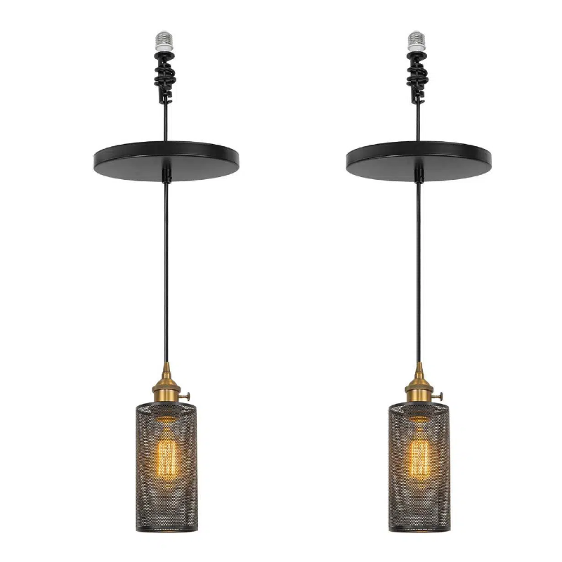 Ceiling Spotlights Remodel Droplight Black Hollow Shade Retro Design Hanging Light Conversion Kit For E26 Ceiling Lamp