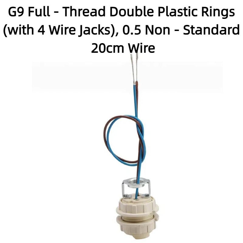 Kiven G9 Full-Thread Smooth Ceramic Lamp Holder with Wire for Chandeliers & Crystal Lights, Aging-Tested, LED Lighting Accessory