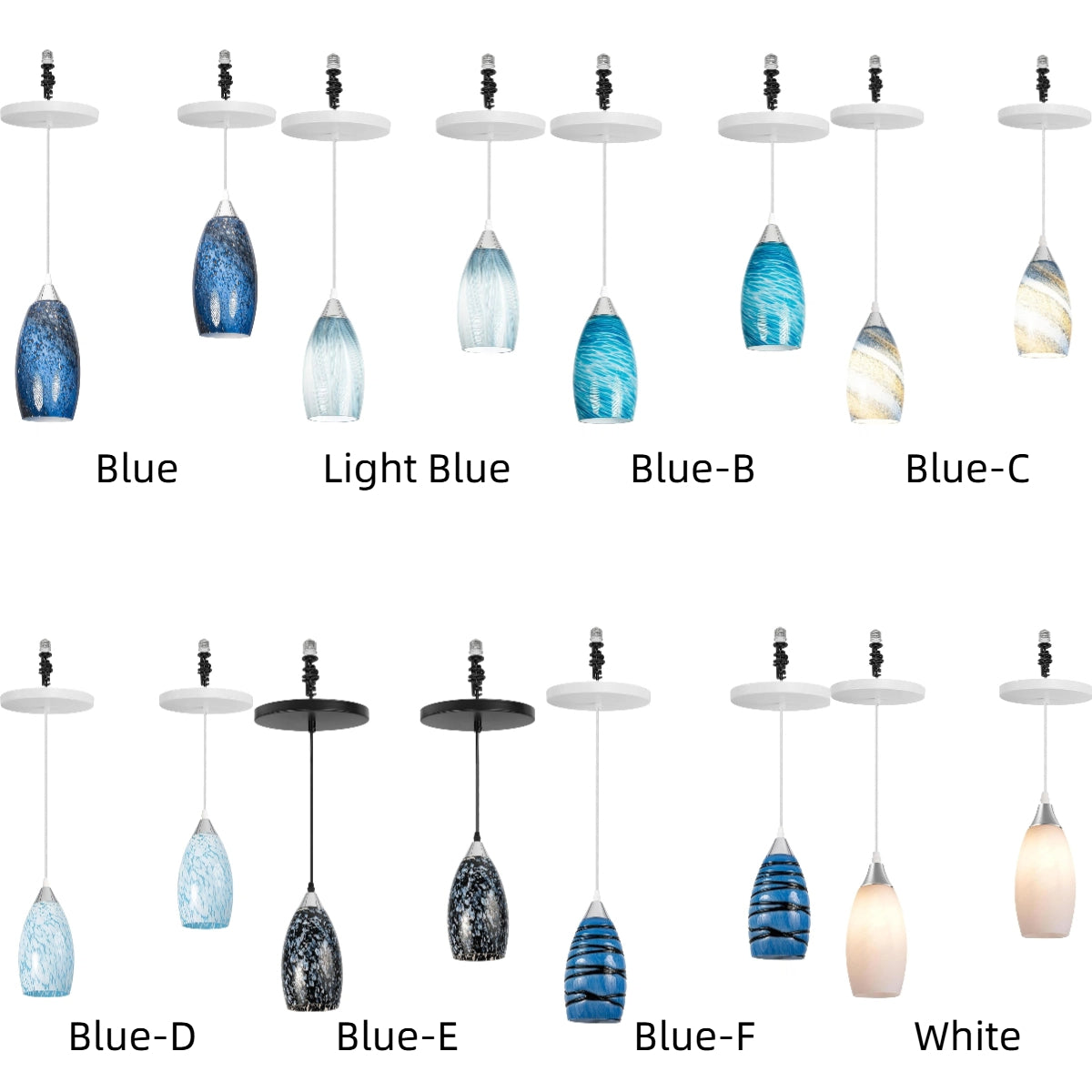 Kiven art glass pendant lights, various colors, E26 adapter, ideal for farmhouse kitchen lighting conversion kit.