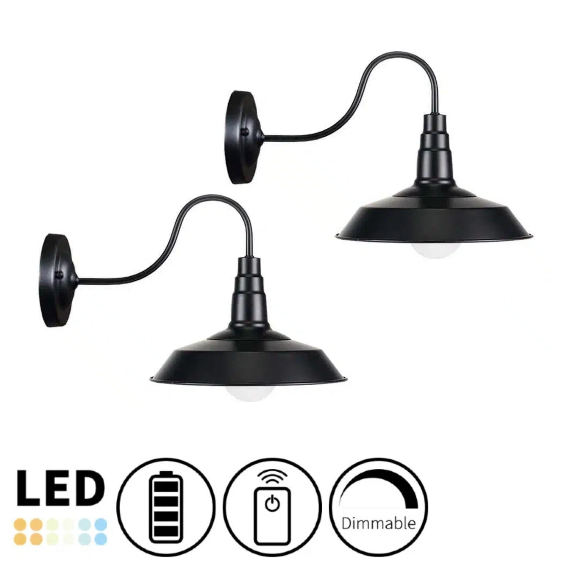 Battery Operated Wireless Wall Sconce LED Dimmable Remote White Shade