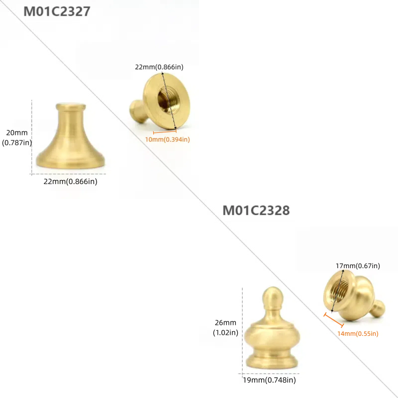 4-Pack DIY Table Lamp Horn Frame Accessories: All - Copper M10 Female Thread Ceiling Plate, Nipple Nut & Fixed Cap