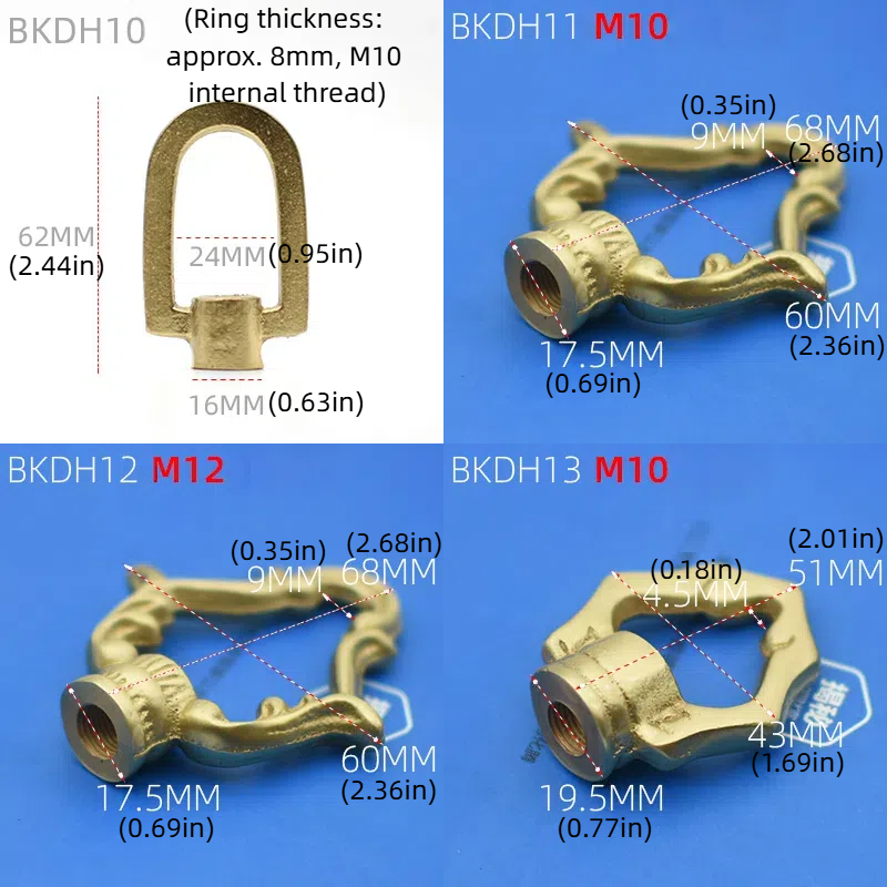 2-Pack Solid Brass Closed - Loop Ceiling Hook Rings: Heavy - Duty Load - Bearing Links for Bedroom Lighting Fixtures, Chandelier Chain Shortening & Socket Connection