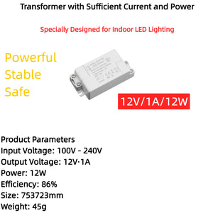 Kiven 110V AC to 12V DC 1A 12W Constant Voltage LED Power Supply, CE Certified Voltage Regulator Transformer for LED Strip Lights/Bulbs/Lamps