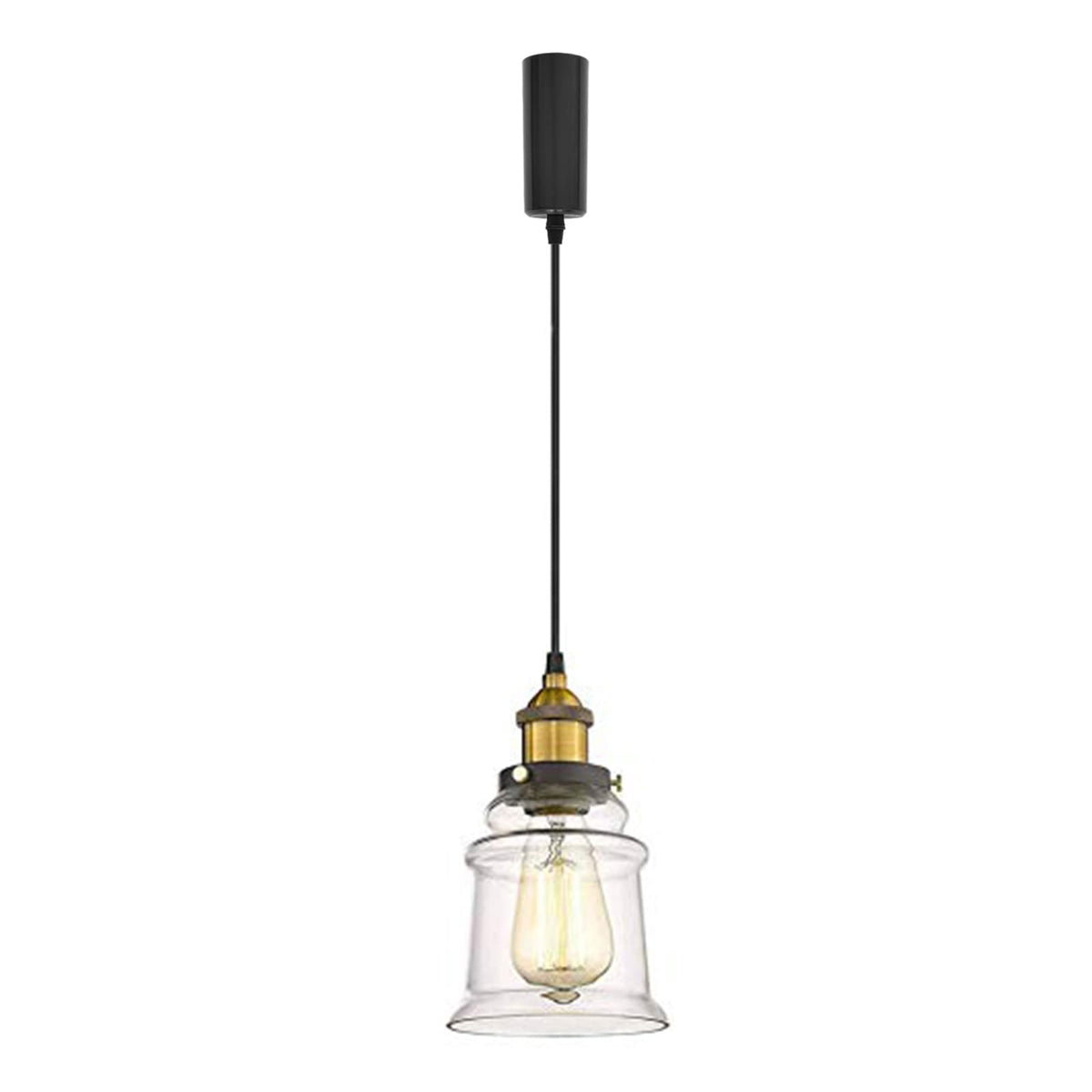 Kiven H/J/L Track Fixtures, Vintage Industrial Pendant Light w/ 5.12" Glass Shade, Dimmable