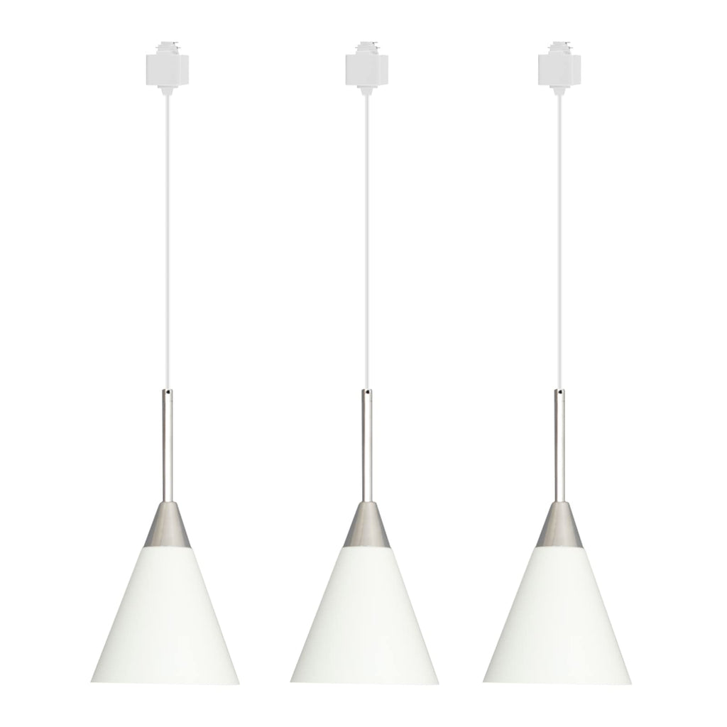 Kiven H-Type Track Lighting, 3-Light Modern Halo Track Pendant Light with White Iron Shade, Track Light Pedant Adjustable Length for Bedroom Kitchen Island Home Shop, E26 Socket