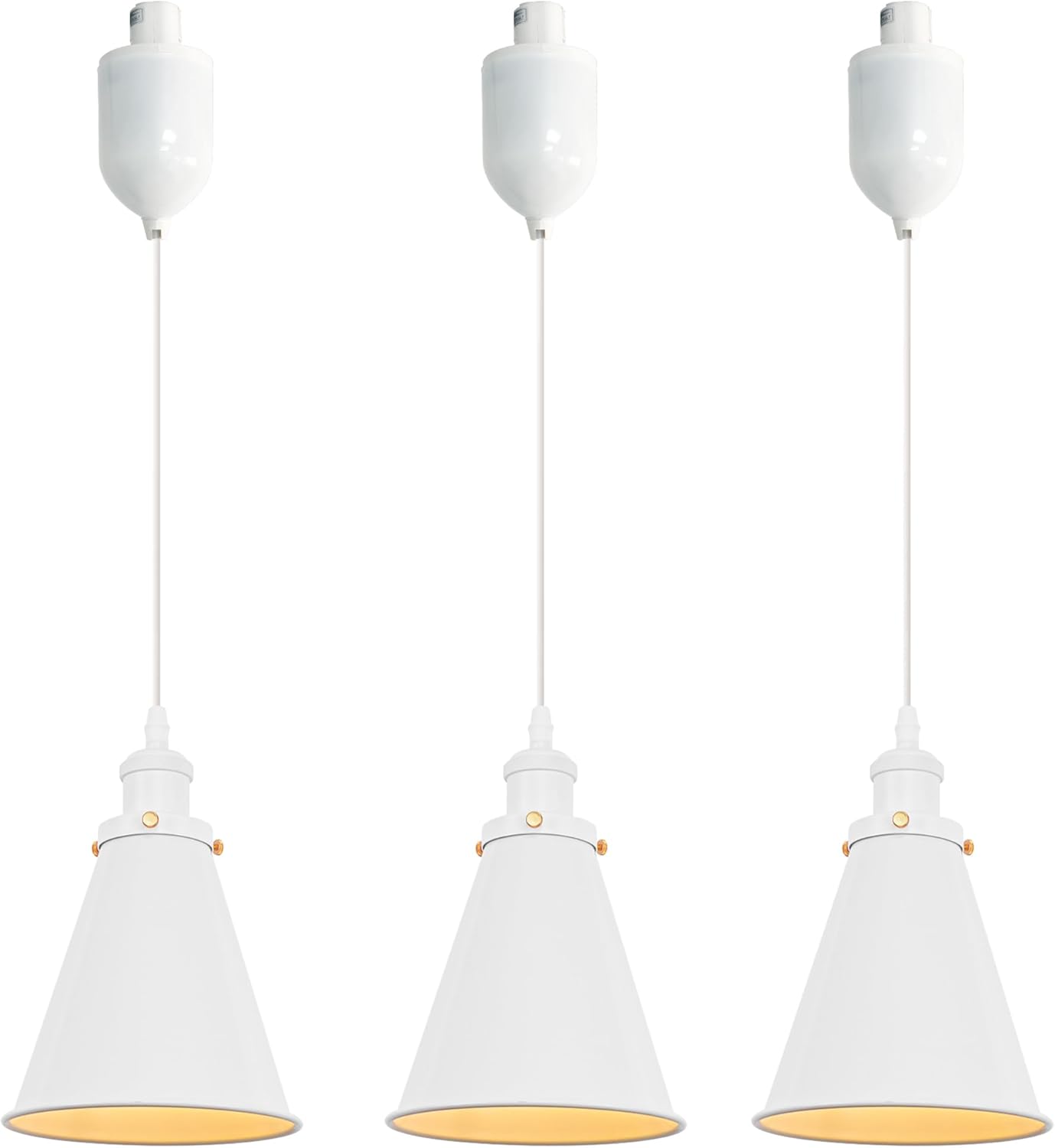 Kiven H-Type Track Lighting, 3-Light Modern Halo Track Pendant Light with Built-in Cable Wrapper Metal Lampshade, Dimmable H Track Light Pedant Adjustable Length for Bedroom Kitchen Shop, Silver Finish