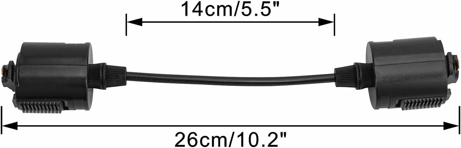 Black track extension cord for track lighting, easy install, compatible with H/J/L-type adapters, provides power connection.