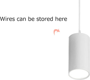 White pendant light with wire storage. Kiven track lighting for dining. Adjustable LED with customizable options.