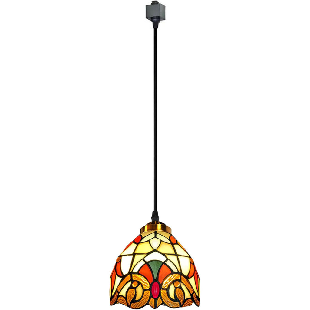 Kiven H-Type Track Lighting Pendants, Tiffany Style h Track Pendant Lights, 1-Light Decorative Track Lighting Fixture for Kitchen Island Hallway,Brown