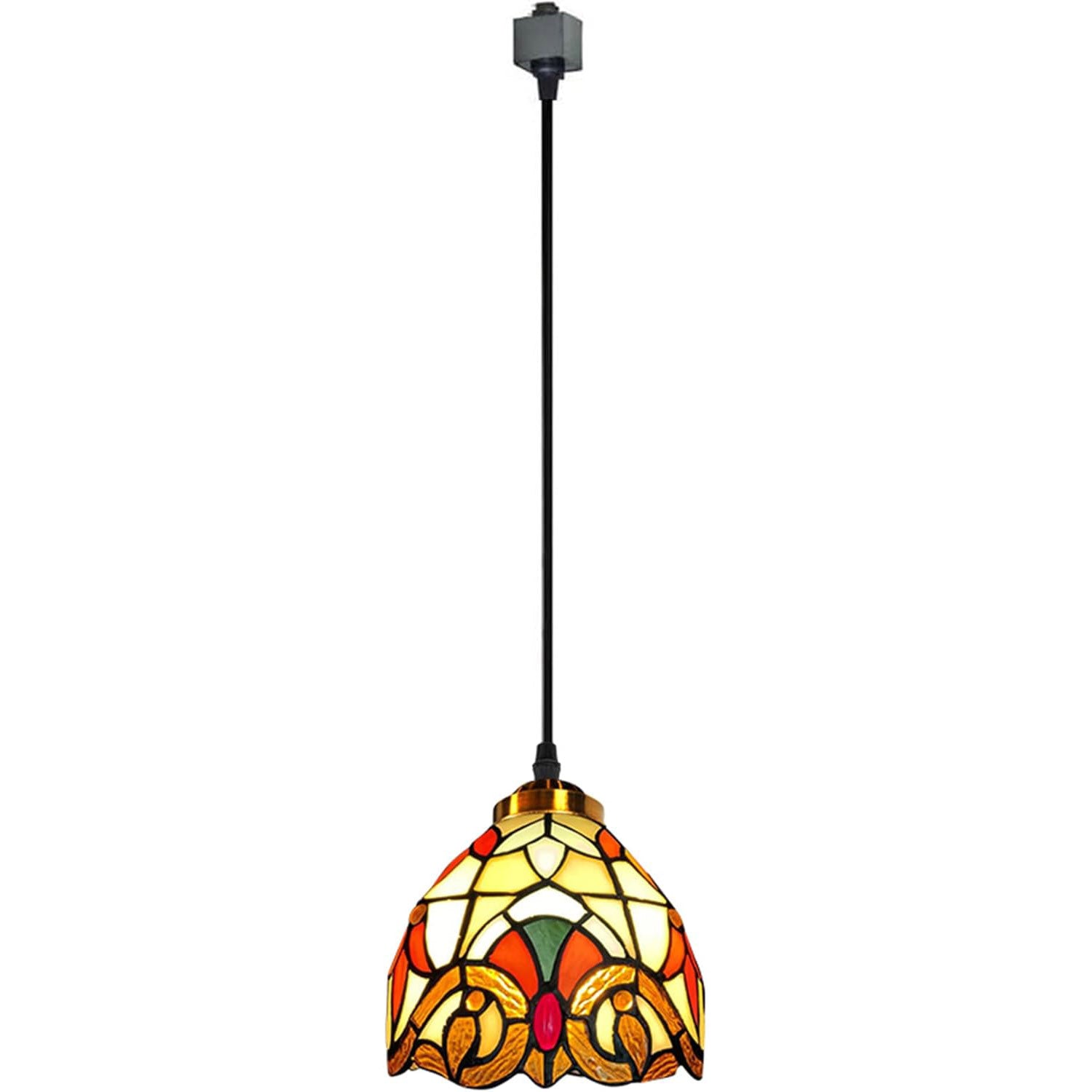 Kiven H-Type Track Lighting Pendants, Tiffany Style h Track Pendant Lights, 1-Light Decorative Track Lighting Fixture for Kitchen Island Hallway,Brown
