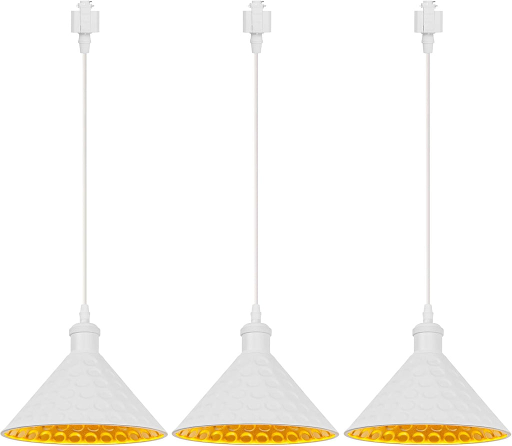 Kiven H-Type Track Lighting, 3-Light Modern Halo Track Pendant Light with Built-in Cable Wrapper, H Track Light Pedant Adjustable Length for Kitchen Shop, Black Finish, Gold Inner
