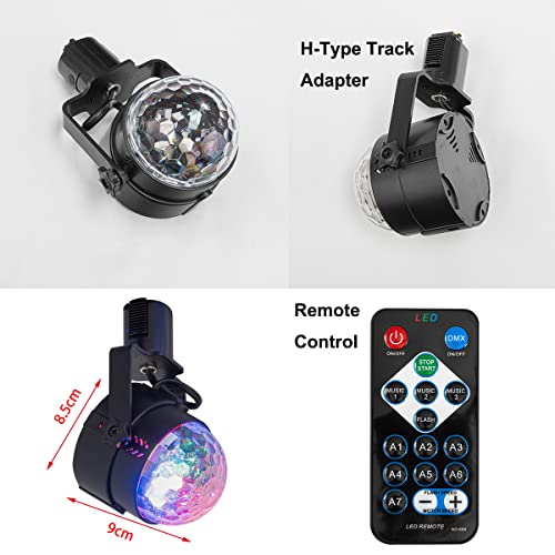 H-Type Track RGB Mirror Ball Magic Ball Stage Lighting Spotlight LED Track Light Fixtures Remote Control Music Voice Control Bar Light Multi-Colors for Club Stage Disco Party KTV(No Track)