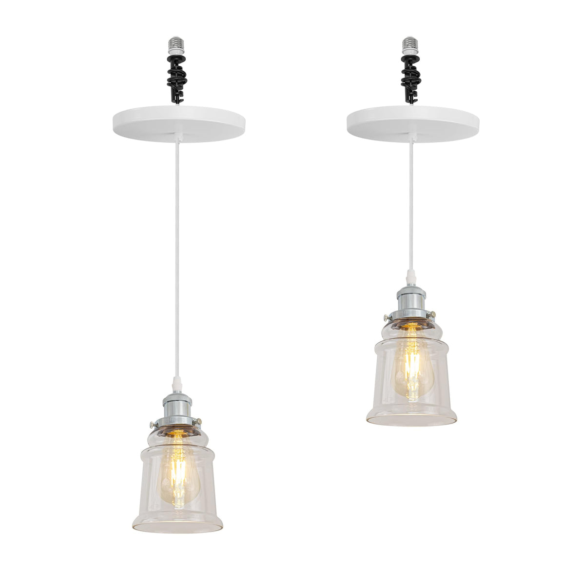 Kiven Instant Light Conversion Kit for 4/5/6inch Hole,Glass Farmhouse Lighting Recessed Can Light Conversion Kit to Pendant with E26 Screw-in Adapter for Kitchen Island Hallway Black TB0213