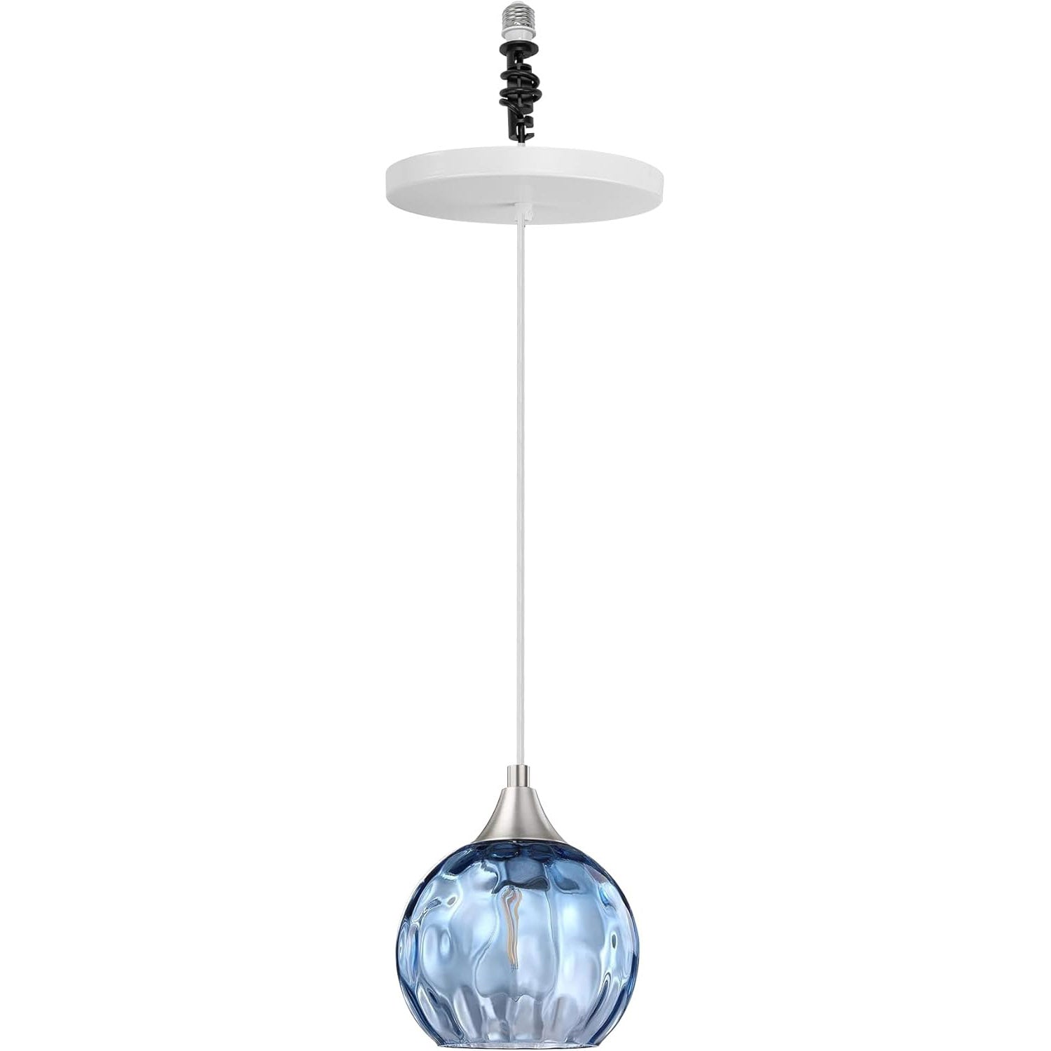 Kiven Instant Light Conversion Kit for 4/5/6 inch Hole,Green Glass Farmhouse Lighting Recessed Can Light Conversion Kit to Pendant with E26 Screw-in Adapter for Kitchen Island Living