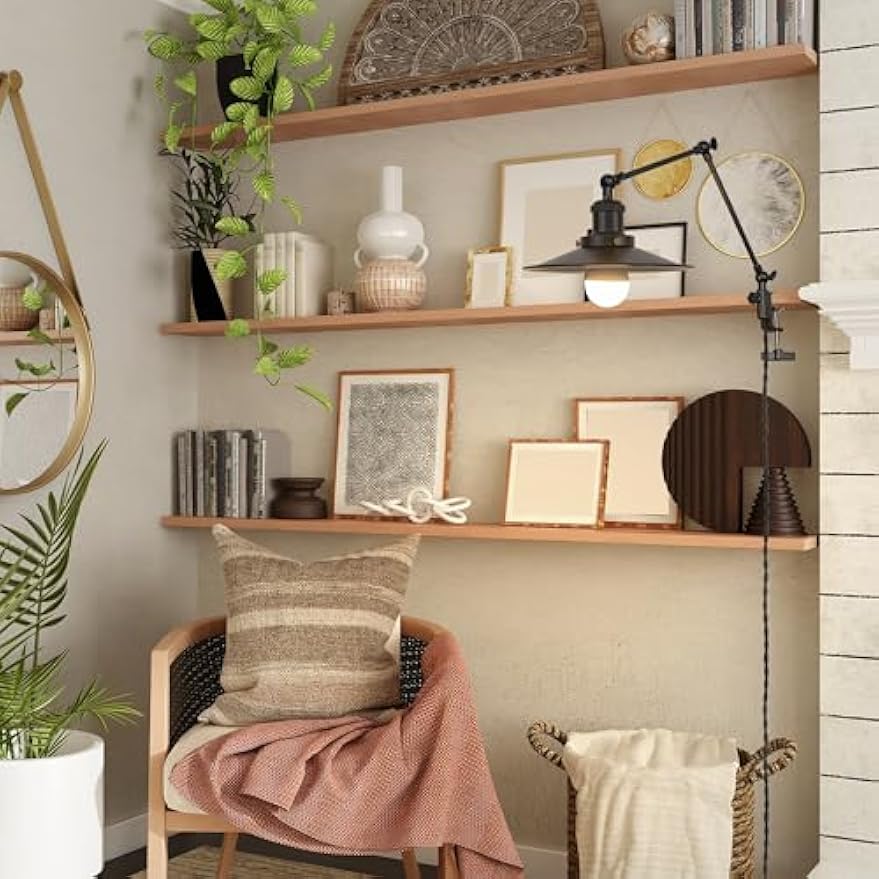 Kiven Plug-in Modern Clip-on Desk Lamp, 1-Light Nightstand Lamp with Flexible Arm, 8.2FT Plug in Cord, Dimmable Decorative Clamp Lamp for Office Home Decoration Bookshelf Bedside Black Finish
