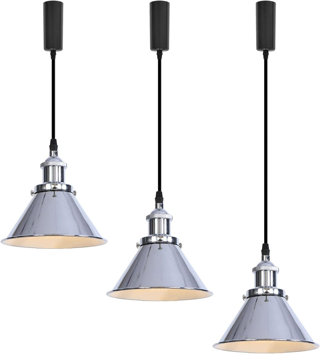 Pack of 3 Adjusted Wire Length H-Type Track Pendant Light 3.9 Ft Twisted Cord E26 Base Industrial Design Black Metal Pendant Light Fixture for Loft Aisle Bar(No Bulb & Track Lighting Rails)