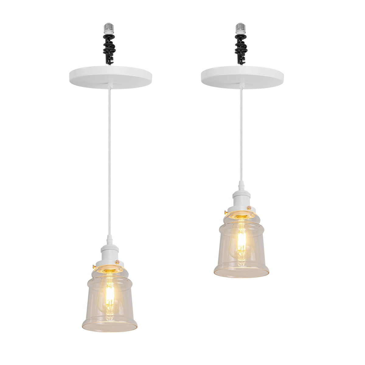 Kiven Instant Light Conversion Kit for 4/5/6inch Hole,Glass Farmhouse Lighting Recessed Can Light Conversion Kit to Pendant with E26 Screw-in Adapter for Kitchen Island Hallway Black TB0213
