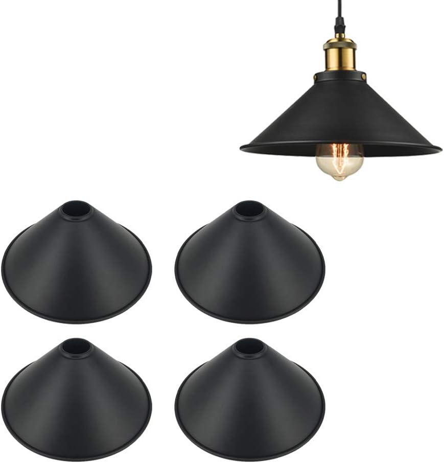 4-Pack Industrial Vintage Metal Decorative Ring Lighting Accessories For Pendant Light Wall Light Fixtures Lampshade Holder(Black)