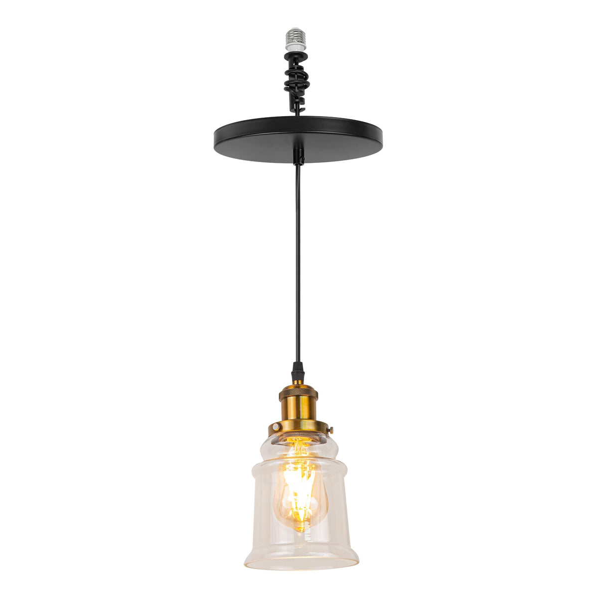 Kiven Instant Light Conversion Kit for 4/5/6inch Hole,Glass Farmhouse Lighting Recessed Can Light Conversion Kit to Pendant with E26 Screw-in Adapter for Kitchen Island Hallway Black TB0213