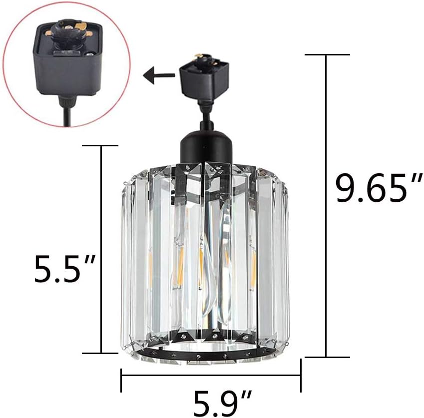 Kiven 3-Lights H Track Lighting Pendant, Oil Rubbed Bronze Finish with Crystal Prism Glass for Kitchen Island Counter Bar Dining Room Bedroom(Bulb & Track Rail Not Included)