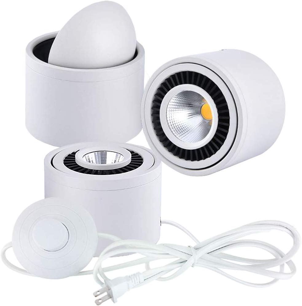 White 5W LED Barrel Spotlight with Foot Pedal Switch, adjustable accent lighting from Kiven Lighting.