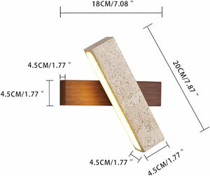 Kiven Rectangular Swivel Wall Sconce - Stone & Walnut 5.9ft Plug Cord 3000K Warm Lighting Vintage Lamp for Kitchen & Entryway