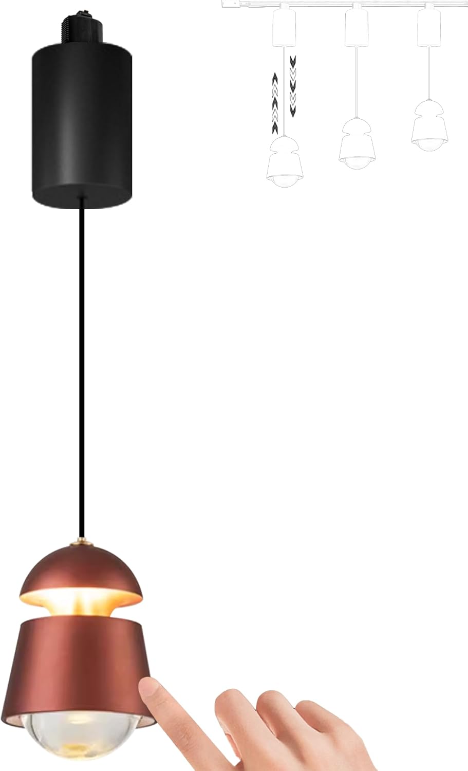 Kiven Adjustable Height Touch Control Track Pendnat Light J-Type Retractable Lift Track LED Macaron Indoor Island Light Accent 3000K Warm White Modern Bell Shape UP-Downlight, White, 3 Lights