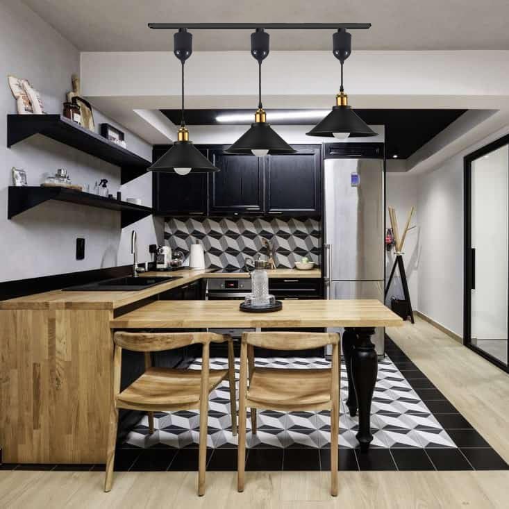 Dimmable H-Track Mount Pendant Light Adjustable Height Industrial Style Black Metal Instant on Auto Retract Track Mount Pendant Light Decorate for Kitchen Island Customizable (No bulbs & Track System)