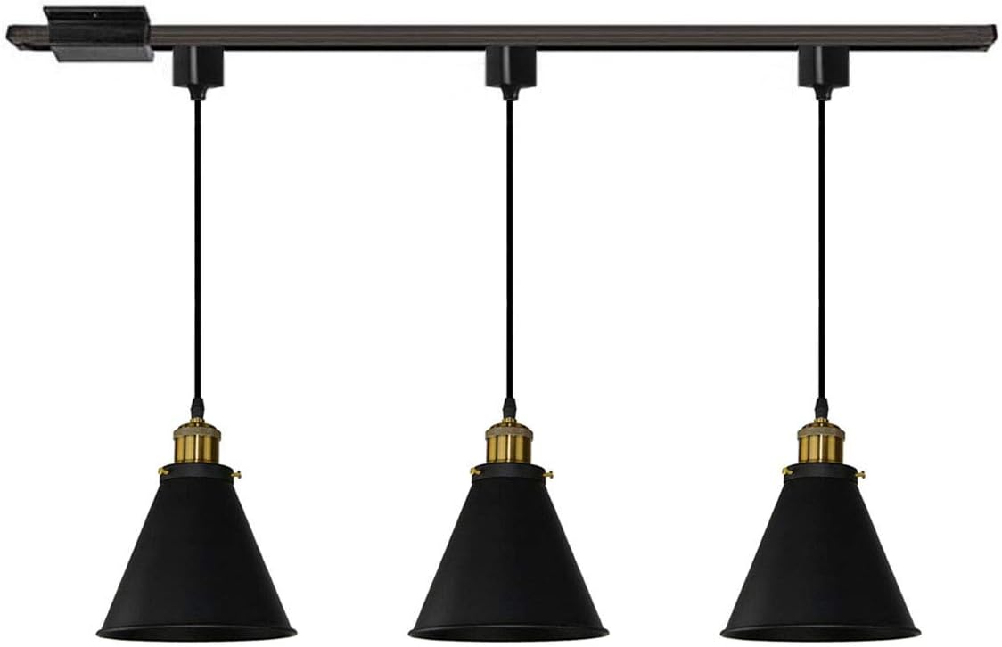 Kiven Dimmable H-Type Track Lignting Pendant Antique Industrial Oil Rubbed Bronze Pendant Light 3 Pack,Track Pendant Lights for Dining Room (Bulb Included)
