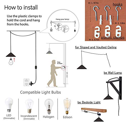 Swag Pendant Light with 15ft Plug-in UL Dimmable Cord Retro Ceramic Marble Shade Light Fixtures Nordic Decoratefor Hanging Ceiling Light for Dining Room Bulbs Not Included